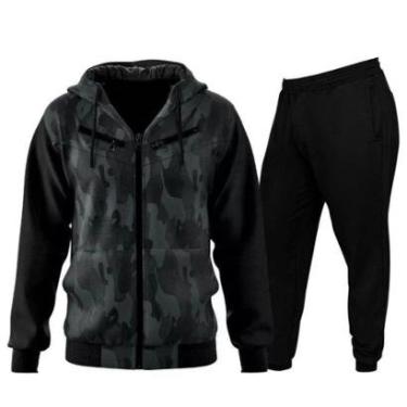 Imagem de Conjunto Moletom Feminino Masculino Jaqueta Calça Capuz Zíper-Masculino