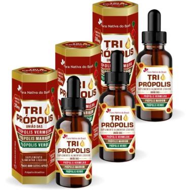 Imagem de Kit 3x Tri Própolis (Verde, Vermelha e Marrom) Em Gotas 20ml Flora Nativa-Unissex