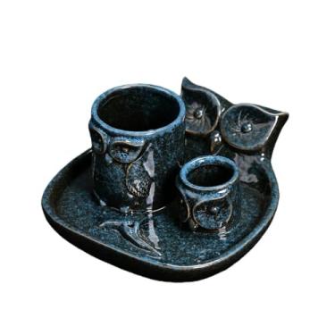 Imagem de Suporte de incenso de cerâmica multicolorido em forma de coruja, sálvia, lascas de madeira, aromaterapia de cones e varas, decoração de casa