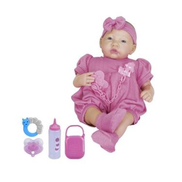 Imagem de COMP Kit Mamãe e Bebê: Boneca Reborn Pesadinho + Kit Alimentação de Pl