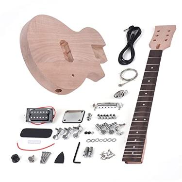 Imagem de Kit De Guitarra Elétrica Infantil Inacabado Faça Você Mesmo Corpo E Braço Em Mogno Escala De Pau-rosa Captador Simples De Bobina Dupla profissional kit de guitarra inacabado