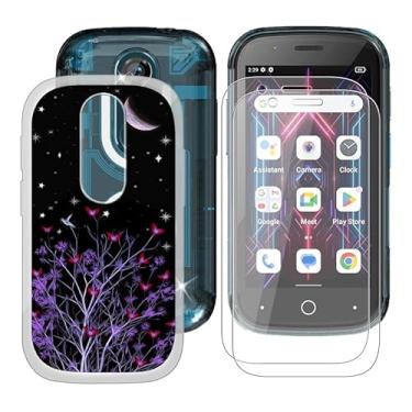 Imagem de Ikiiqii Capa para Unihertz Jelly Star (7,6 cm) + protetor de tela (pacote com 2), capa à prova de choque capa de borracha flexível antiarranhões transparente + película protetora - Flores antes da lua
