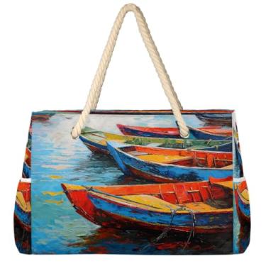 Imagem de hongjinglin Bolsa de praia grande, leve, dobrável, para gatos, fofa, amarela, para piscina, bolsa de ombro, Cor 18, Large