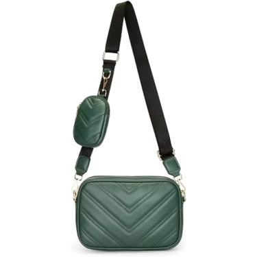 Imagem de ADISA Bolsa tiracolo feminina transversal com bolsa, Verde escuro, Medium