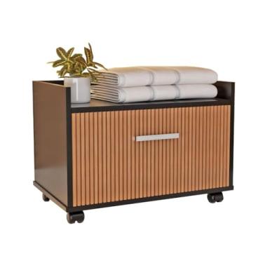 Imagem de Gabinete de Banheiro com Gaveta e Rodinhas – Armário Organizador Multiuso para Lavabo, Lavanderia ou Quarto(Preto Ripado)