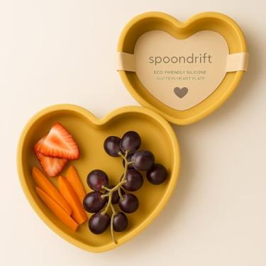Imagem de Spoondrift Prato De Silicone 100% Alimentício Com Ventosa, Formato Coração, Para Bebês E Crianças Pequenas, Sem Bpa, Lavável Na Máquina Lavar Louça No Micro-Ondas - Escolha Entre 6 Cores (Amarelo)