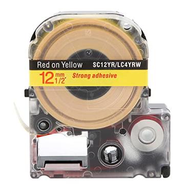 Imagem de Fita de rotulagem resistente à corrosão, resistência ao desgaste, 12mm, etiqueta anticorrosão, adesivos para animais de estimação para impressora king jim, material escolar, uso (Texto vermelho de 12