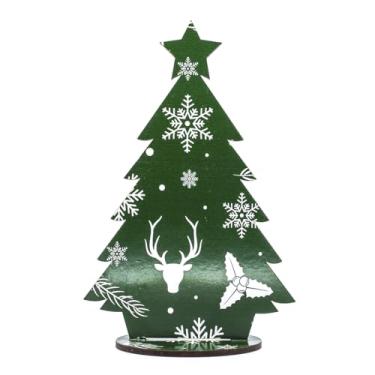 Imagem de Kit 10 Mini Árvores de Natal MDF 3mm Adesivadas com Base Decorativa Cores Variadas Mesa e Lembrancinhas (VERDE)