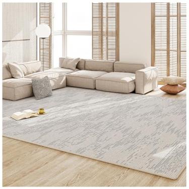 Imagem de SPXMQSS Tapete de sala de estar, tapete lavável resistente ao desgaste para quarto, tapete antiderrapante para sofá, mesa de café, para sala de estar, sala de jantar, quarto, escritório, cinza D 160 x