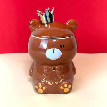 Imagem de Caneca Porcelana 3D com Tampa e Colher Ursinho Marrom