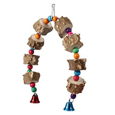 Imagem de Acouto Brinquedo de Madeira Suspenso Colorido Com Contas de Mascar e Papagaios Acessórios Envolventes de Gaiola para Pássaros para Evitar o Tédio, Apoiar a Saúde do Bico e Incentivar a Brincadeira