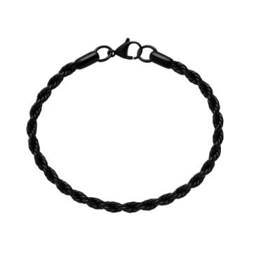 Imagem de 3 pulseiras de aço inoxidável para homens, ouro, prata, preto, cabo trançado masculino, joias de luxo, pulseiras, presentes, 7.87, Aço inoxidável, Prata esterlina
