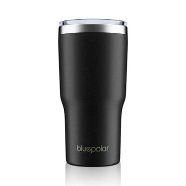 Imagem de BLUEPOLAR Copos de café gelado de 590 ml com tampas e canudo, garrafa de água isolada de aço inoxidável, caneca de café de viagem para bebidas frias e quentes, matcha, chá, suco (preto)