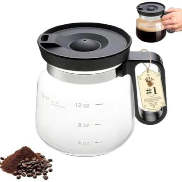 Imagem de PMLQZA Caneca de café de vidro de 473 ml que parece uma forma de panela de café, mini copo transparente de grande capacidade à prova de calor com tampa de viagem e canudo para chás quentes, chocolate