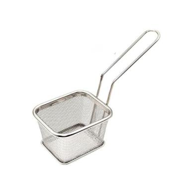 Imagem de Cesto para Fritura Premium em Aço Inox, 21,3cm Diâmetro x 6cm Altura, 98g, Resistente à Corrosão, com Cabo Longo, Ideal para Batata Frita e Petiscos