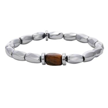 Imagem de Pulseiras com contas para homens, obsidiana preta, olhos de tigre, hematita, conjunto de pulseiras masculinas de proteção tripla para presente de aniversário e aniversário
