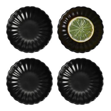 Imagem de Prato de molho de cerâmica em formato de flor de 3,5 cm, mini prato de tempero lateral, pratos de condimentos/tigela de mergulho de soja, lanches, pires pequenos de porcelana (conjunto de 4)