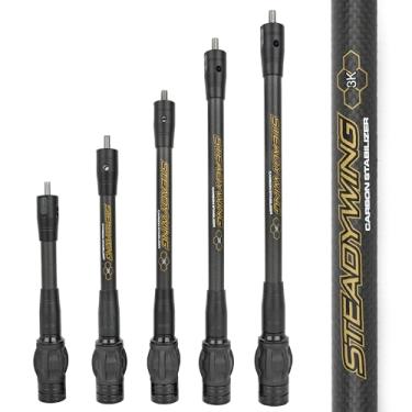 Imagem de HNZMDY Estabilizador de arco para arco composto, barra Blance de fibra de carbono de 15,2 cm, 20,3 cm, 25,4 cm, 30,5 cm, 38 cm, sistema de amortecimento e kit de pesos de amortecedor (30,5 cm/preto)