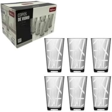 Imagem de Conjunto de copos, ideal para agua, suco e bebidas, design arrojado, transparente, resistente.