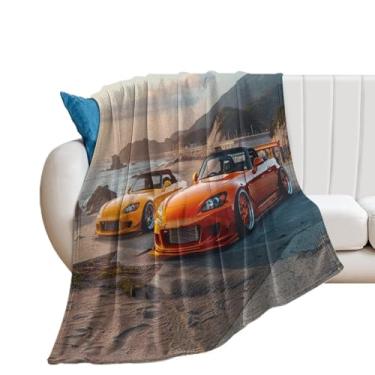 Imagem de HouLaiZhe Cobertor super macio de flanela modificado S2000 à beira-mar JDM cobertores de resfriamento leves para sofá cama cadeira sofá carro viagem ao ar livre leve quente 76 cm x 101 cm