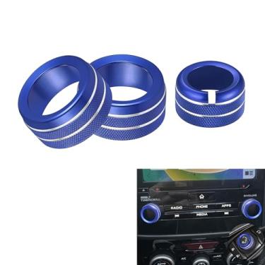 Imagem de TOMALL 3 peças de alumínio para botão de volume de rádio, espelho retrovisor, capas compatíveis com Subaru Forester 2019-2024, Impreza Crosstrek XV 2018-2023 Acessórios interiores de acabamento de
