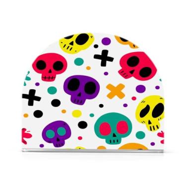 Imagem de Wassud Porta-guardanapos de acrílico com caveiras de desenho animado moderno dispensador de guardanapos de papel em forma de U para mesa, cozinha, sala de jantar, bancada 1 peça (comporta 50-60