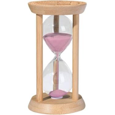 Imagem de Temporizador de areia de madeira, ampulheta de 5 minutos, temporizador de ampulheta de bambu de 5 minutos, relógio de areia de cinco minutos para leitura rápida, assar, jogos, presente, rosa