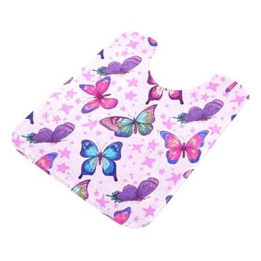 Imagem de Burbuja Tapete de banheiro Butterfles, tapete de banho absorvente de pelúcia macio, base de vaso sanitário antiderrapante para piso de banheiro, oval em forma de U