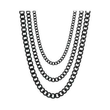 Imagem de Colar Masculino Punk Com Corrente Cubana De 3.5-7MM De Largura Em Aço 