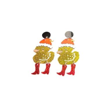Imagem de Brincos femininos de animais de Natal fofos engraçados de acrílico colorido botas de pato brincos de Natal Natal festa de ano novo brinco de feriado, Small, Acrílico, Sem pedra preciosa