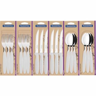 Imagem de Jogo de Garfos, Facas e Colheres Ipanema Branco Com 18 Unidades - Tram