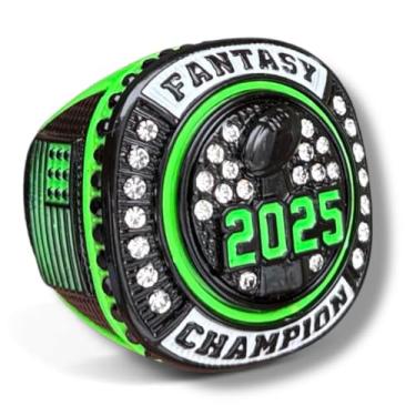 Imagem de Legacy Rings 2025 Premium Neon Verde e Tom Preto Fantasia Campeonato de Futebol Troféu Medalha de Prêmio para Campeão da Liga de Futebol de Fantasia
