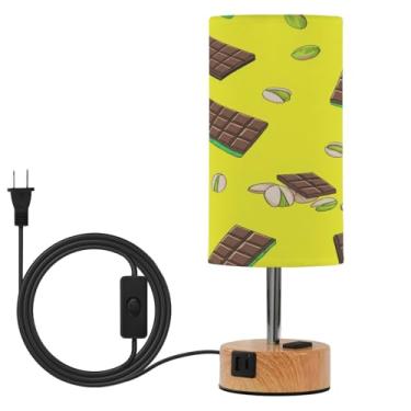 Imagem de Blueangle Candeeiro de mesa com controle de toque em barras de chocolate com duas portas USB e tomada CA, regulável em 3 vias para quarto, sala de estar, berçário (202)