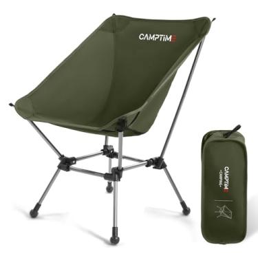 Imagem de Camptime Cadeira de acampamento portátil Plus, maior e mais espaçosa, compacta e leve, cadeira dobrável para mochila e caminhadas, capacidade de 150 kg (verde)