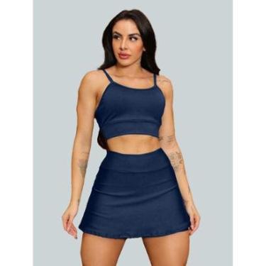 Imagem de Conjunto Short Saia Academia Saia Beach Tennis Com Short Interno Donna Martins-Feminino