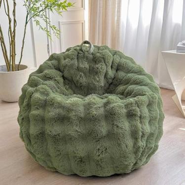 Imagem de LIFEREVO Capa de saco de feijão de pele sintética de coelho fofo (sem enchimento), saco de feijão macio e felpudo, para armazenamento de animais de pelúcia para brinquedos de pelúcia, linda capa de