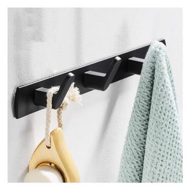 Imagem de Cabide de metal preto montado na parede longo com 8 ganchos para pendurar, cabide com vários ganchos, suporte de parede para roupas, jaqueta, chapéus, toalha preto-3