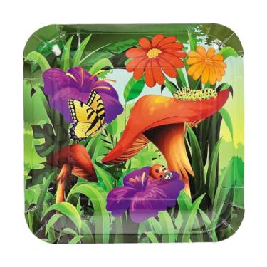 Imagem de Pratos de jantar quadrados descartáveis para festa de jardim de 23 cm - 8 peças