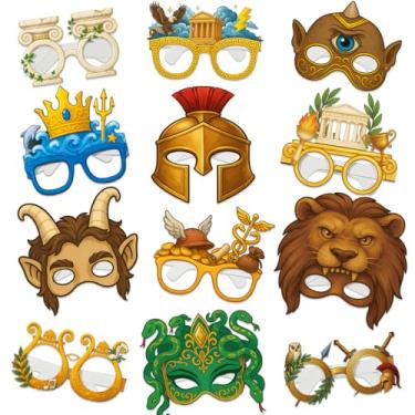 Imagem de Htabiol 36pcs Greek Mythology Glasses Set, Greek Mythology Masks Set, Ancient Greece Paper Eyeglasses, Olympian Gods Photo Booth Props
