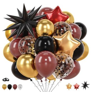 Imagem de 58 balões pretos bordô e dourado 30,5 cm marrom dourado vermelho preto confete decorações temáticas mágicas para meninos meninas graduações chá de bebê decoração de festa de aniversário suprimentos de
