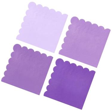Imagem de Guardanapos de coquetel roxo gradiente, 120 peças, guardanapo de papel de sobremesa para bebidas recortado roxo para aniversário, casamento