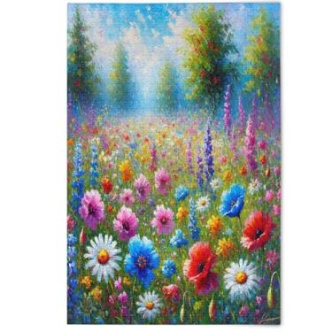 Imagem de Quebra-cabeça adulto 500 peças flor pintura animal vibrante jardim floral paisagem difícil quebra-cabeças elefante branco, 500 peças, 52 x 37,8 cm