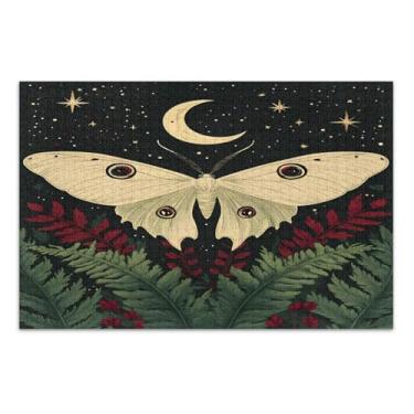 Imagem de Quebra-cabeças Luna Moths preto para adultos com letras nas costas 500 peças