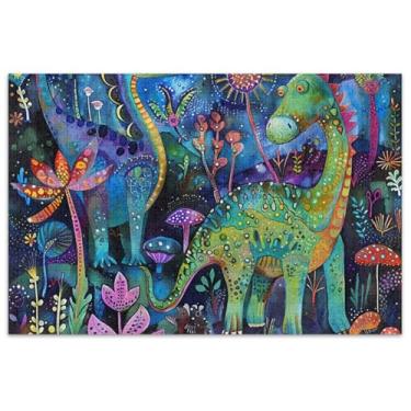 Imagem de Quebra-cabeças engraçados para adultos com dinossauros mágicos, 500 peças, pintura de arte floral, quebra-cabeça, presentes