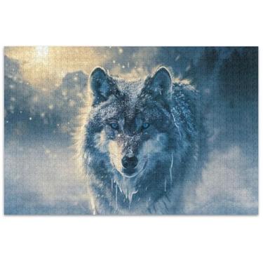 Imagem de Quebra-cabeça Wolf Snowfield 1000 peças para adultos, brinquedo de arte, paisagem, jogos, presentes tecnológicos