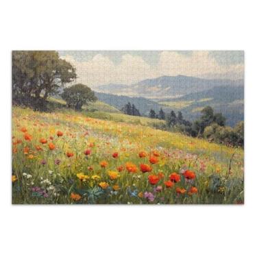 Imagem de Quebra-cabeças exclusivos de flores silvestres do campo com letras nas costas 1000 quebra-cabeças para adultos