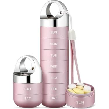Imagem de Organizador de comprimidos de viagem de metal, caixa de comprimidos semanal portátil à prova d'água, grande recipiente para comprimidos de liga de alumínio, sem BPA, suporte organizador de