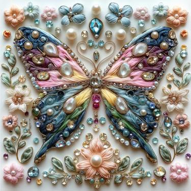 Imagem de MINIWAN Quebra-Cabeças De Borboletas Para Adultos, 500 Peças, Quebra-Cabeças De Flores De Cristal Coloridas, Lindo Quebra-Cabeça De Arte Com Diamantes, Jogos Desafiadores E Únicos Para A Família, Pr