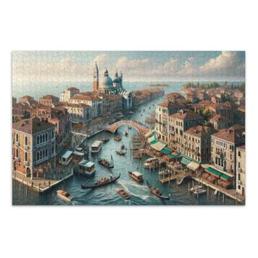 Imagem de Quebra-cabeças legais Maritime Town com letras nas costas 1000 peças para adultos