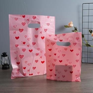Imagem de 20 peças de bolsa de presente de agradecimento em forma de coração, rosa durável e reutilizável, adequada para uso em roupas, livrarias, feriados, bolsa de presente pequena (grande 30 x 40 cm)